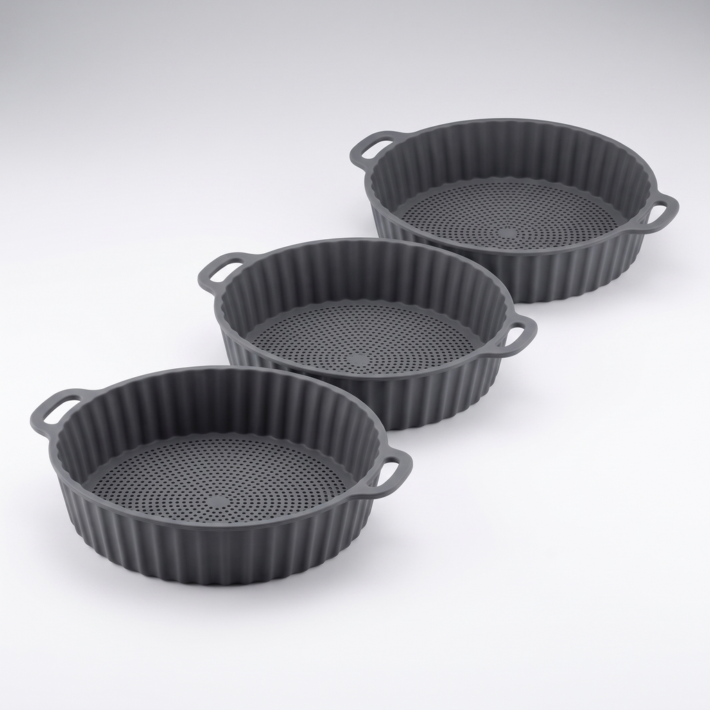 FryGuard 3-Pack bundle, three grey silicone liners