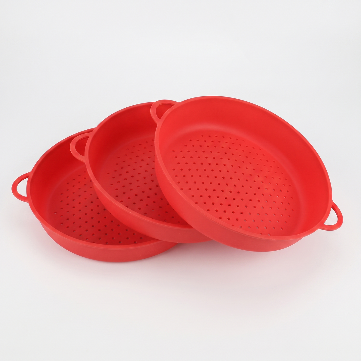 FryGuard 3-Pack, Red — three red silicone liners