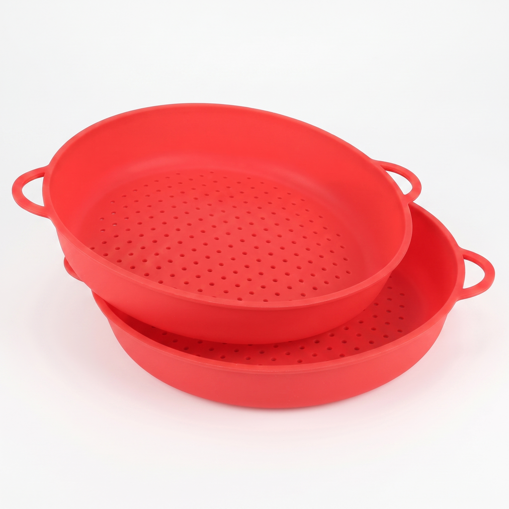 FryGuard 2-Pack, Red — two red silicone liners