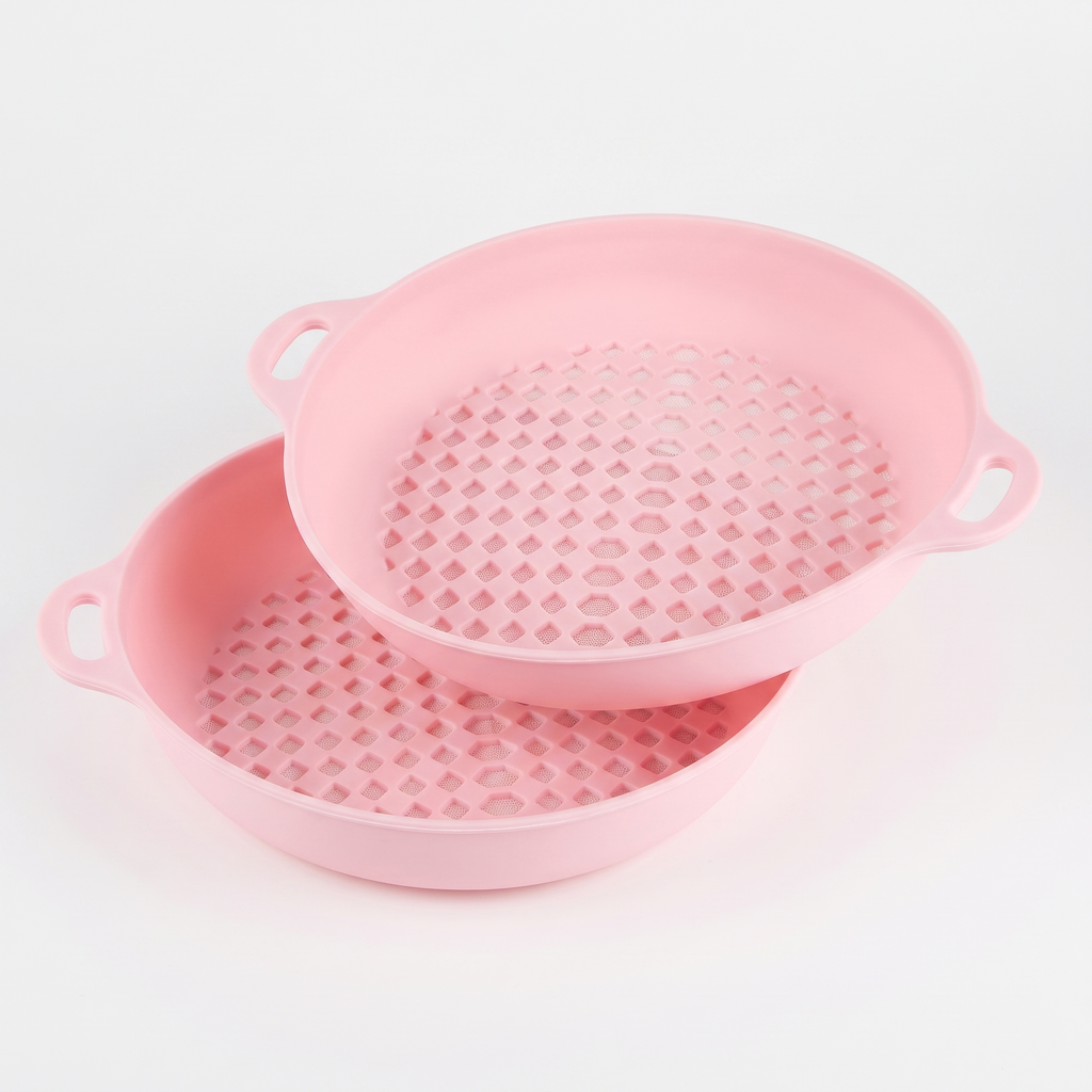 FryGuard 2-Pack, Pink — two pink silicone liners