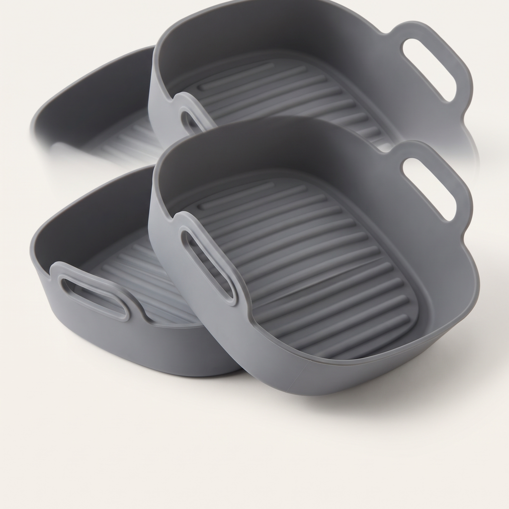 FryGuard 2-Pack, Grey — two grey silicone liners