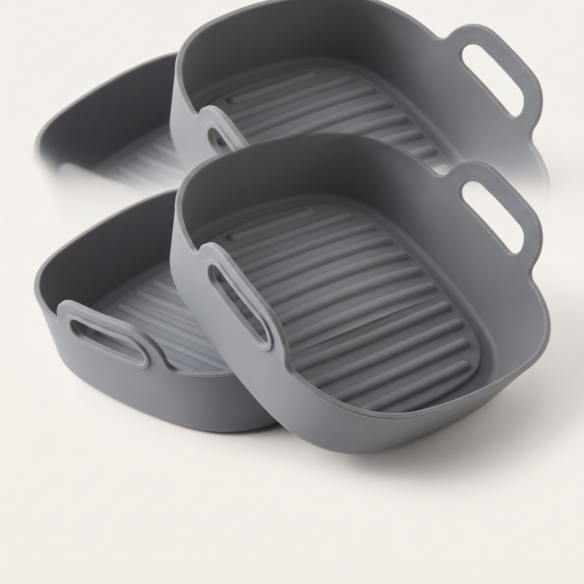 FryGuard 2-Pack, Grey — two grey silicone liners